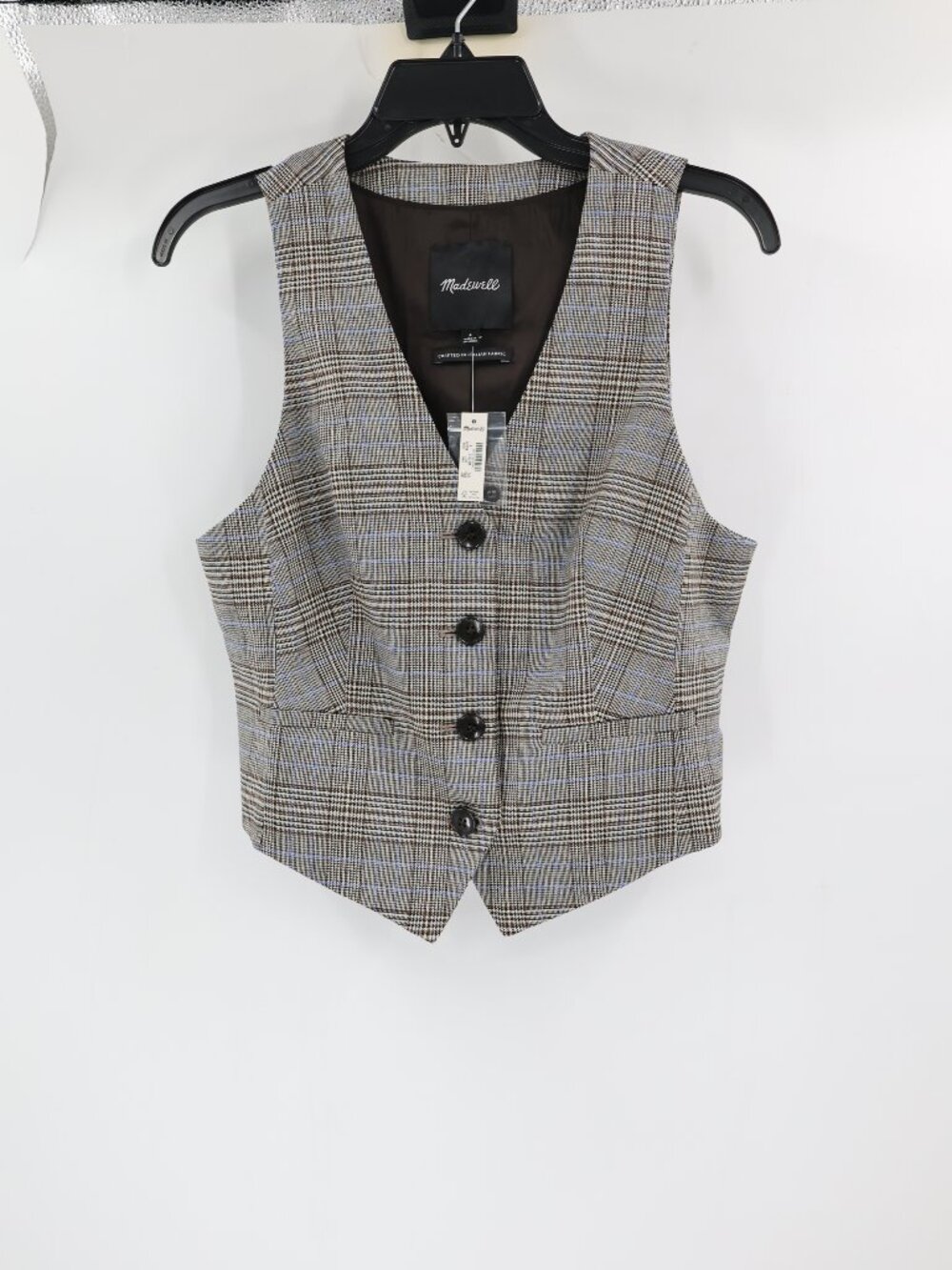 NWT Madewell Vest Women 4 waisted yarn dye Plaid Italian Wool Blend gilet preppy - Picture 1 of 11